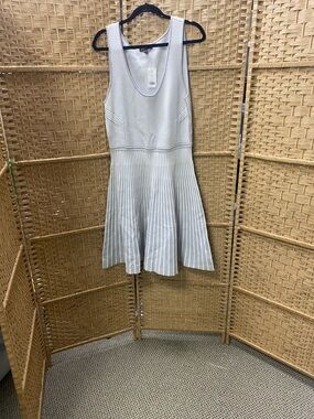 Banana Republic Light Gray Striped Sleeveless Fit & Flare Dress